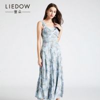 LIEDOW/蕾朵连衣裙2019新款夏时尚吊带中长款复古修身高腰裙子女