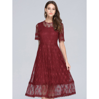 LIEDOW/蕾朵长裙女夏2019新款高腰透视蕾丝连衣裙仙黑色长裙女夏