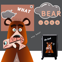 TOUTOU行李箱女20寸24寸可爱个性登机旅行箱万向轮拉杆箱密码箱子 黑色