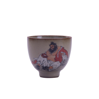 景德镇陶瓷冰裂釉茶杯古人品茗杯釉上粉彩手绘单杯功夫杯单杯（四种可选）