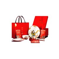 景德镇陶瓷餐具套装猪年福器年礼家用现代简约碗盘碟套装吃饭盘子组合本命年礼盒