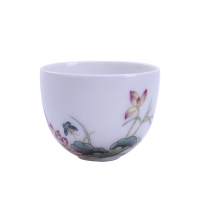 功夫茶杯 景德镇陶瓷品茗杯 手绘粉彩手工胎茶具荷韵小茶杯（拍下备注花色）