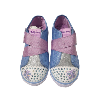 skechers斯凯奇闪灯鞋女童帆布鞋小童单鞋底帮魔术贴童鞋 10798N