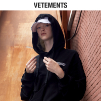 vetements女装秋季卫衣2018新款个性时尚潮女连帽宽松休闲套头男女款黑色