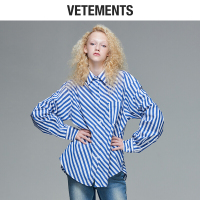 vetements衬衫女衬衣条纹秋季2018新款休闲