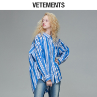vetements衬衫衬衣女长袖休闲宽松蓝色条纹2018秋季 男女款 均码/L