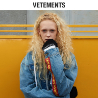 vetements牛仔夹克女装外套2018新款上衣连帽假两件女士牛仔蓝