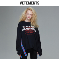 vetements圆领卫衣女春秋款2018新款刺绣潮女士卫衣休闲衣服黑色