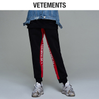 vetements针织裤休闲裤女长裤运动2018新款直筒束脚慢跑裤子卫裤刺绣拼接