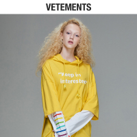 vetements长袖T恤女连帽秋季2018新款女款潮纯棉秋装衣服上衣男女款黄色