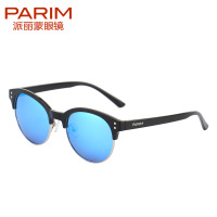 派丽蒙偏光太阳镜男时尚复古半框墨镜女潮眼镜防紫外线圆框12008