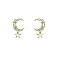 阿菲娜AFFINER 空芒系列 10K金与你月来月爱 星星相惜 耳饰AFE2050K