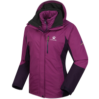 KELME卡尔美女款户外冲锋衣冬季三合一两件套防风透气保暖棉内胆