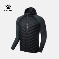 KELME/卡尔美 秋冬季运动棉服男式防风保暖跑步外套拼接连帽棉衣