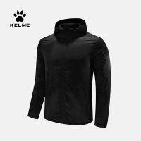 KELME/卡尔美 休闲男士运动风衣连帽跑步外套男训练薄款梭织夹克