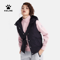 kelme/卡尔美 2019秋冬新款短款连帽白鸭绒羽绒服休闲马甲外套女
