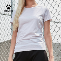 KELME/卡尔美 夏季新款简约纯色女式短袖T恤运动休闲时尚T恤上衣