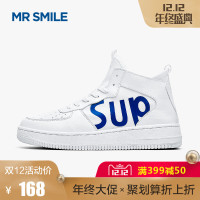 微笑先生高帮鞋韩版潮流冬天白鞋休闲运动百搭高邦嘻哈潮鞋