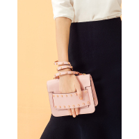 DISSONA迪桑娜单肩包女 潮流铆钉手拿包牛皮欧美斜挎包包