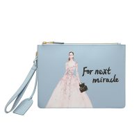 迪桑娜轻奢女包印花简约手拿包 时尚横款包包手抓包休闲牛皮钱包