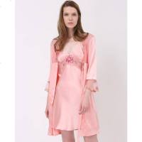 美帜女款桑蚕丝睡袍两件套 真丝睡衣家居服