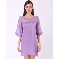 美帜女款优雅真丝雪纺中袖家居服睡衣睡裙