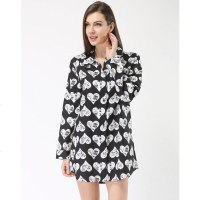 美帜女款时尚黑白纯棉宽松衬衣睡裙 可外穿