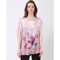 美帜女款桑蚕丝喷绘宽松纽扣衫真丝睡衣家居服