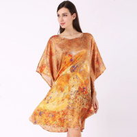 美帜女款桑蚕丝宽松睡袍真丝睡衣 可外穿