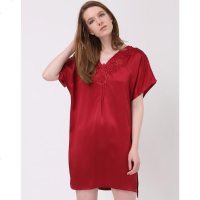 美帜女款桑蚕丝宽松短袖家居服真丝睡裙睡衣