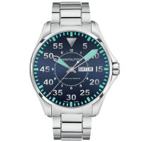 汉米尔顿(Hamilton)瑞士手表 卡其航空飞行员系列星际穿越同款自动机械男表 46mm蓝盘钢带 H64715145