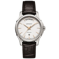 汉米尔顿(Hamilton)瑞士手表 经典家族爵士系列双历自动机械男表 白盘皮表带 H32505511