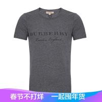 BURBERRY 博柏利 男款聚酯纤维维圆领短袖T恤衫