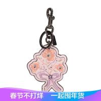 Coach 蔻驰 奢侈品 女士冰粉色花结金属配皮钥匙扣挂饰吊饰 27260 BKNBA