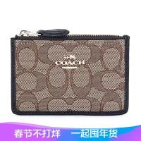Coach 蔻驰 女士帆布牛皮拼接零钱包卡包 64435