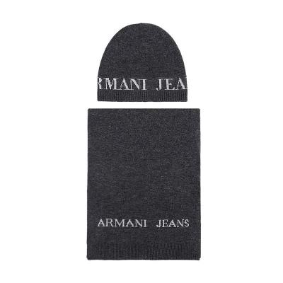 ARMANI JEANS 阿玛尼 男款腈纶/锦纶围巾帽子礼盒 937503 CC783