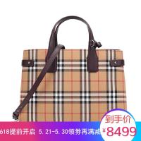 BURBERRY 博柏利 女款VINTAGE格纹织物配皮中号手提单肩斜挎包