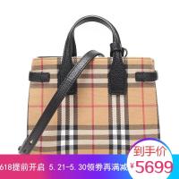 BURBERRY 博柏利 女款VINTAGE格纹织物配皮小号手提单肩包 40799641