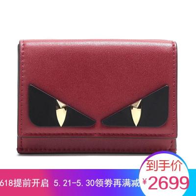 FENDI 女士MICRO TRIFOLD系列Bag Bugs眼睛贴花牛皮短款钱包钱夹 8M0395A5PM