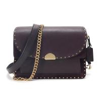 COACH 蔻驰 奢侈品 女士专柜款皮质铆钉装饰单肩包斜挎包 76045