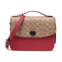 COACH 蔻驰 奢侈品 女士涂层帆布配皮手提包单肩斜挎包 74091