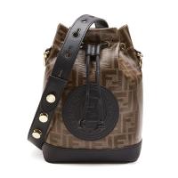 FENDI 女士MON TRESOR系列织物配皮水桶包单肩斜挎包 8BT298 A5KC