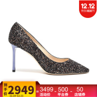Jimmy Choo 周仰杰 女士ROMY 85系列闪光面料高跟鞋 ROMY 85 TGF 183