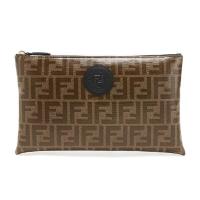 FENDI 中性款FF老花织物/牛皮革手拿包手包 8N0149 A5K4