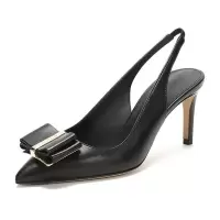 Salvatore Ferragamo 菲拉格慕 女士皮革双蝴蝶结露跟鞋高跟鞋 0714964
