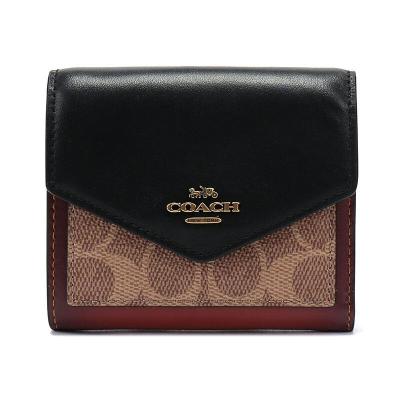 COACH 蔻驰 奢侈品 女士涂层帆布配皮短款钱包 32610