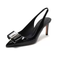 Salvatore Ferragamo 菲拉格慕 女款漆皮双蝴蝶结露跟鞋高跟鞋 0714970