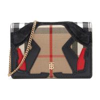 BURBERRY 博柏利 男女中性款TB Vintage格纹织物配皮卡包卡夹单肩链条包零钱包 80233621