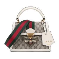 GUCCI 古驰 女款Queen Margaret系列人造帆布配皮仿古蜜蜂手提单肩包 476541 9I6ST