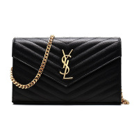 SAINT LAURENT 圣罗兰 女士牛皮金色链条单肩斜挎包 377828 BOW01